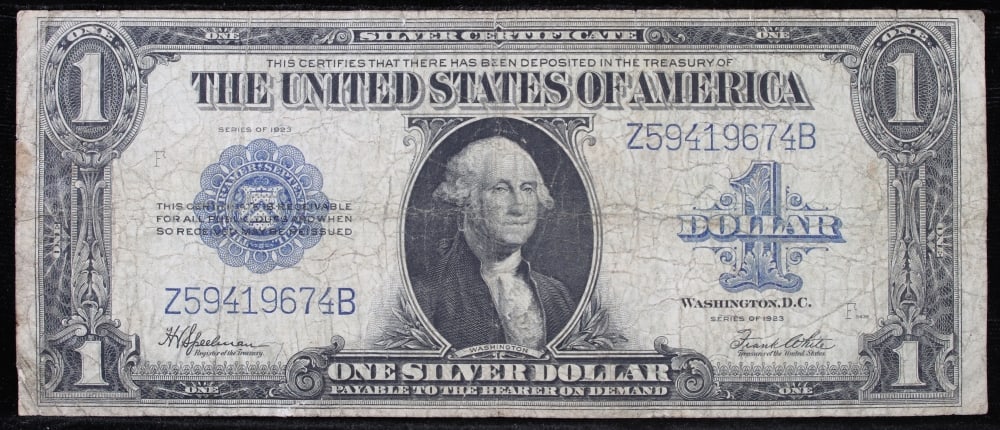 1923 $1 large size Silver Certificate Grades vf+ Signatures Speelman/White - 2