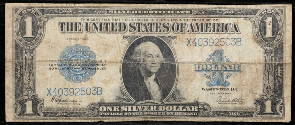 1923 $1 large size Silver Certificate Grades vf+ Signatures Speelman/White - 2