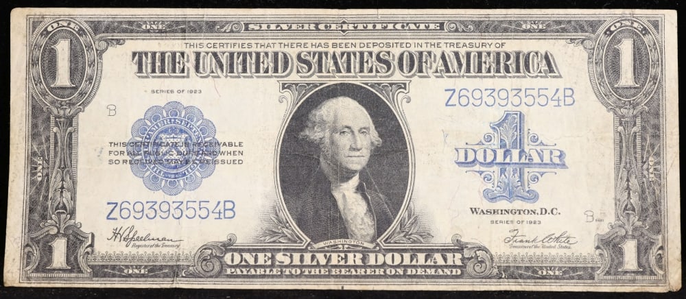 1923 $1 large size Silver Certificate Grades vf+ Signatures Speelman/White - 2