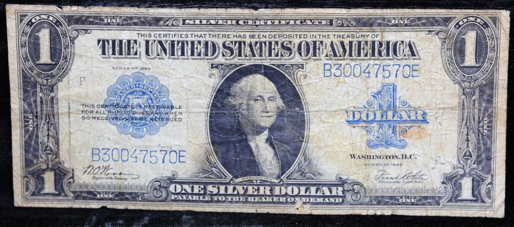 1923 $1 large size Silver Certificate Grades vf+ Signatures Woods/White - 2
