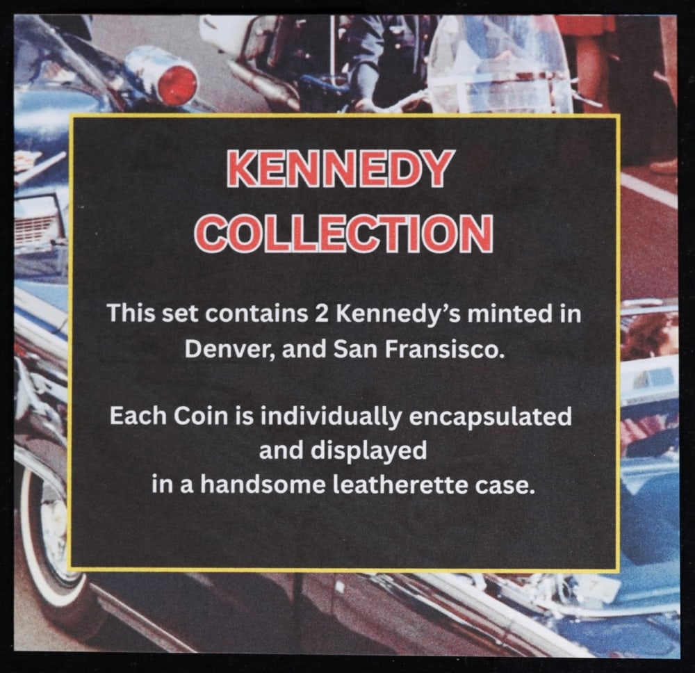 Complete 2 PC. 1970 Kennedy Half Dollar 50c set In Custom Box W/ Special Backer Card BU & Proof C... - 7