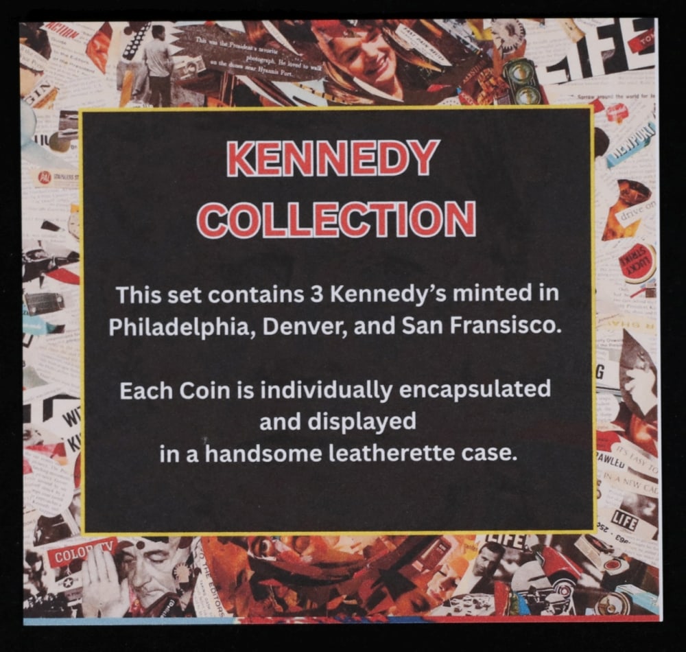 Complete 3 PC. 1997 Kennedy Half Dollar 50c set In Custom Box W/ Special Backer Card BU & Proof C... - 7