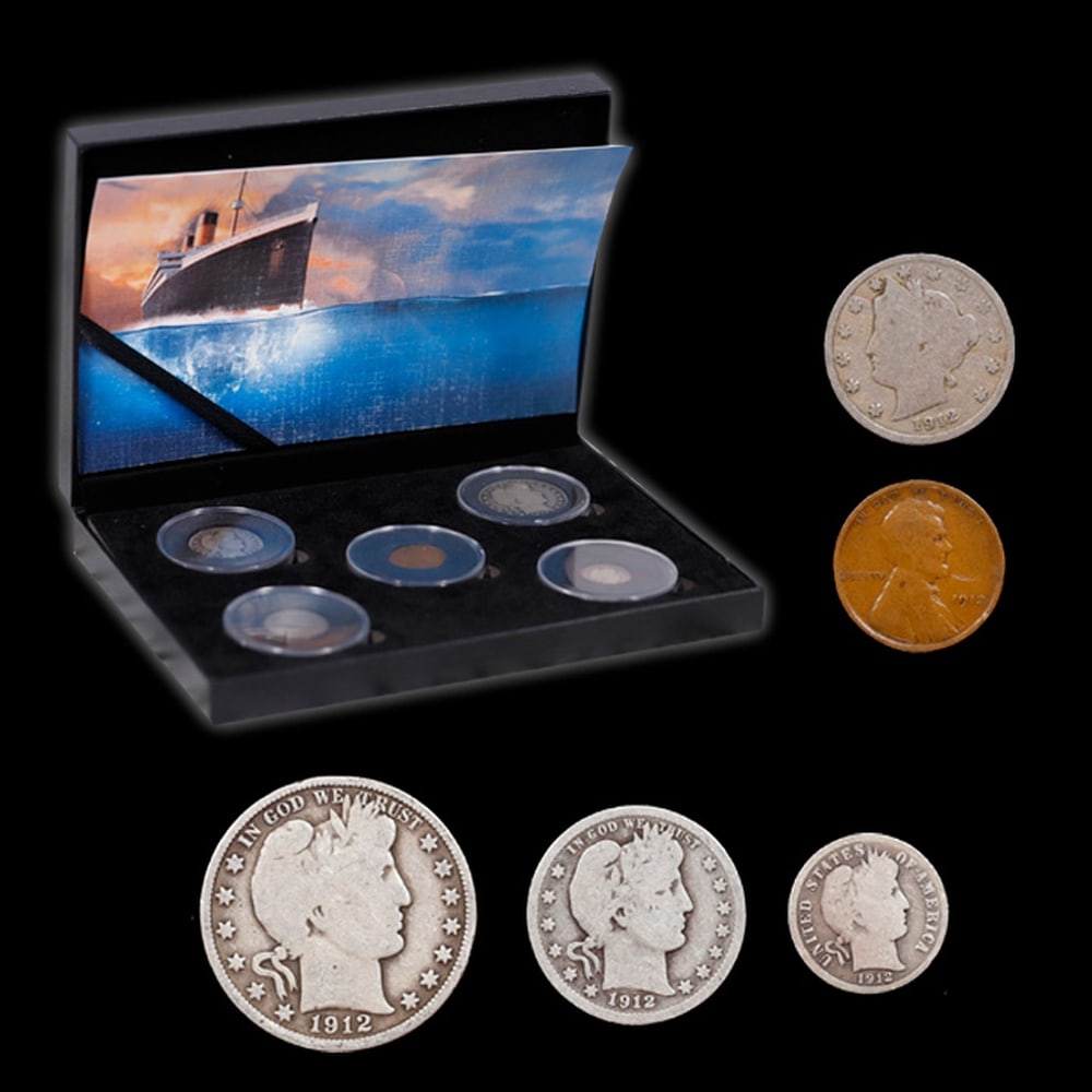 1912 5 Coin "Titanic Anniversary Tribute" Set Barber 50c, 25c, 10c, Liberty 5c, Lincoln 1c - 3