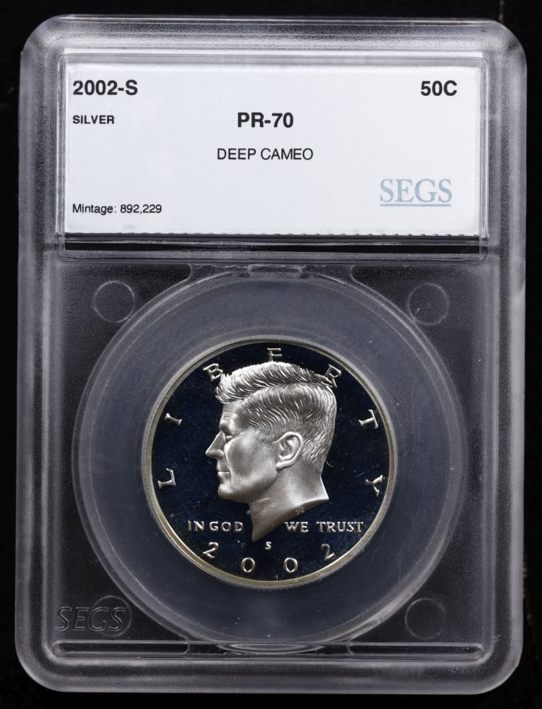 2002 US Silver Proof Set Graded pr70 DCAM By SEGS about 1.5 oz of pure silver 10 Coins - 10