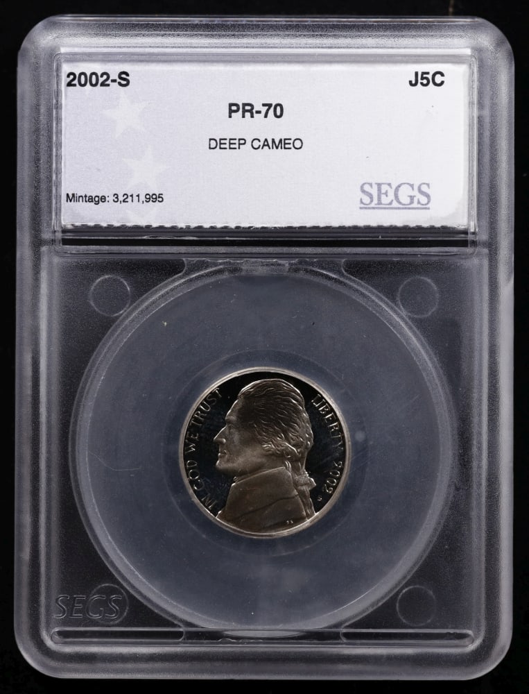 2002 US Silver Proof Set Graded pr70 DCAM By SEGS about 1.5 oz of pure silver 10 Coins - 3