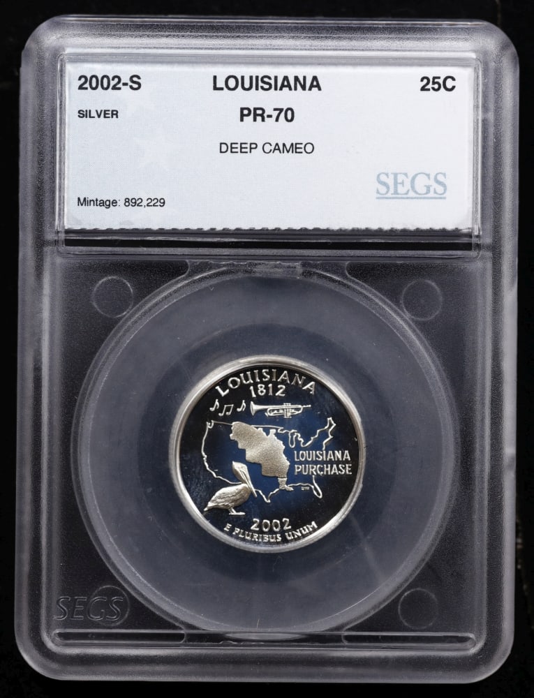 2002 US Silver Proof Set Graded pr70 DCAM By SEGS about 1.5 oz of pure silver 10 Coins - 6