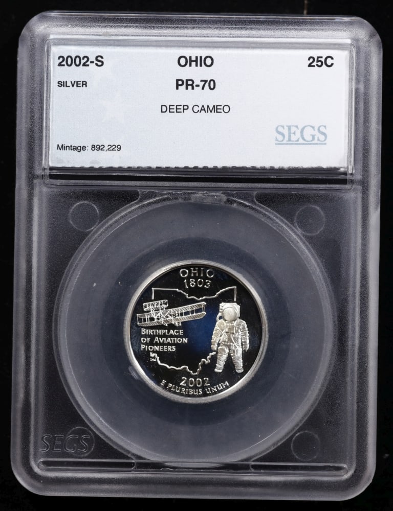 2002 US Silver Proof Set Graded pr70 DCAM By SEGS about 1.5 oz of pure silver 10 Coins - 8