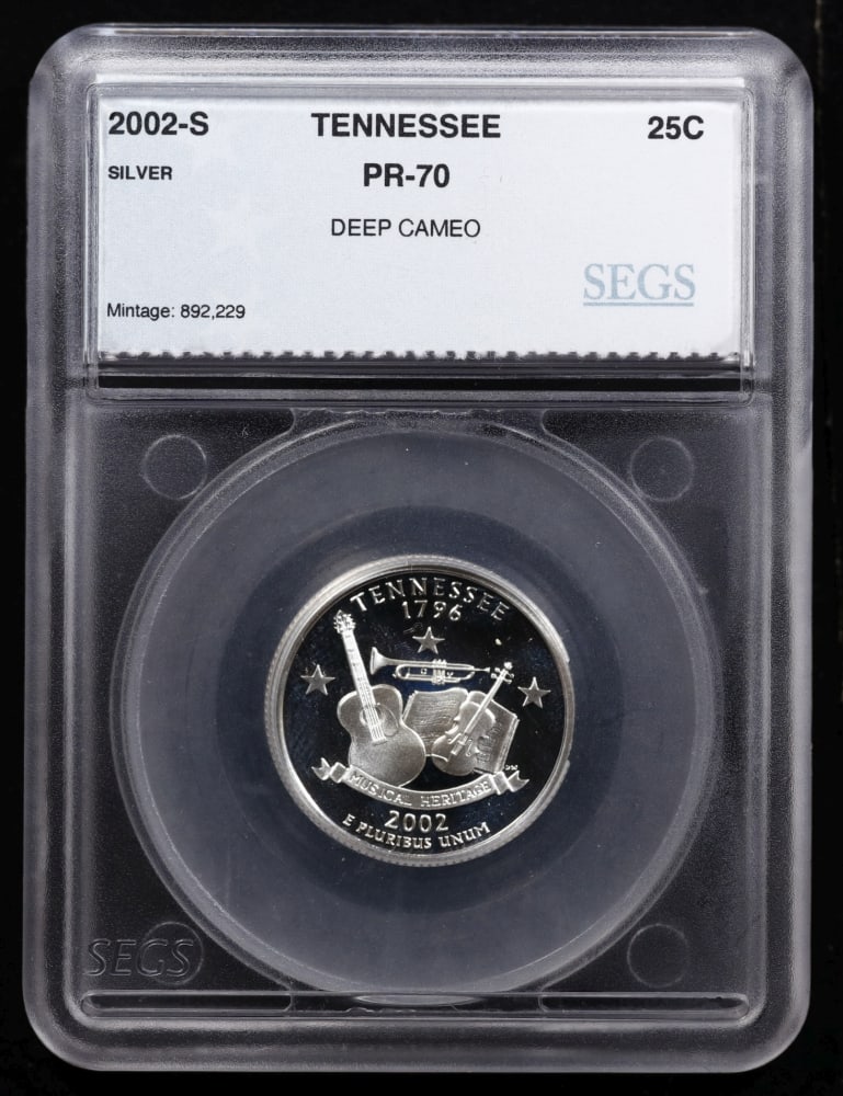 2002 US Silver Proof Set Graded pr70 DCAM By SEGS about 1.5 oz of pure silver 10 Coins - 9