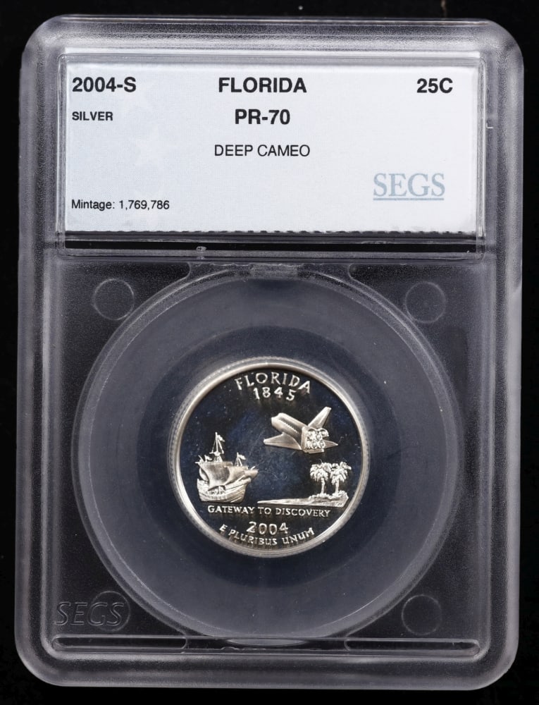 2004 US Silver Proof Set Graded pr70 DCAM By SEGS about 1.5 oz of pure silver 10 Coins - 5