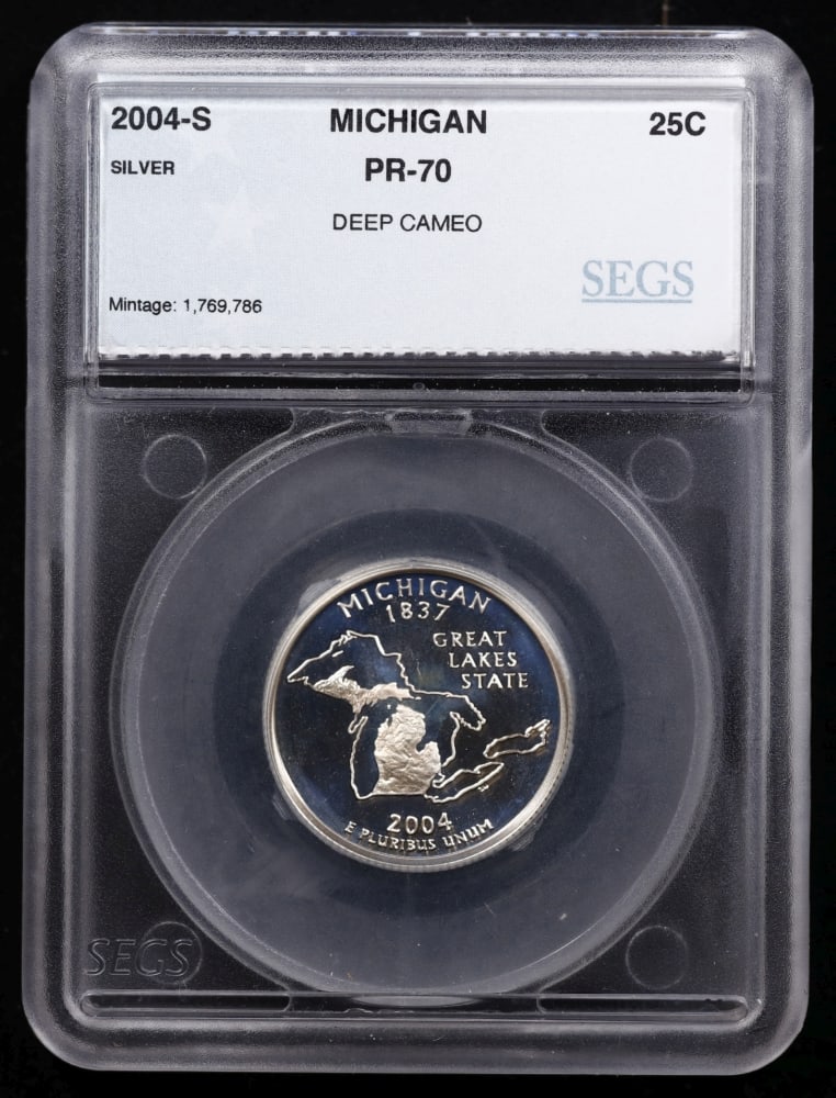 2004 US Silver Proof Set Graded pr70 DCAM By SEGS about 1.5 oz of pure silver 10 Coins - 7