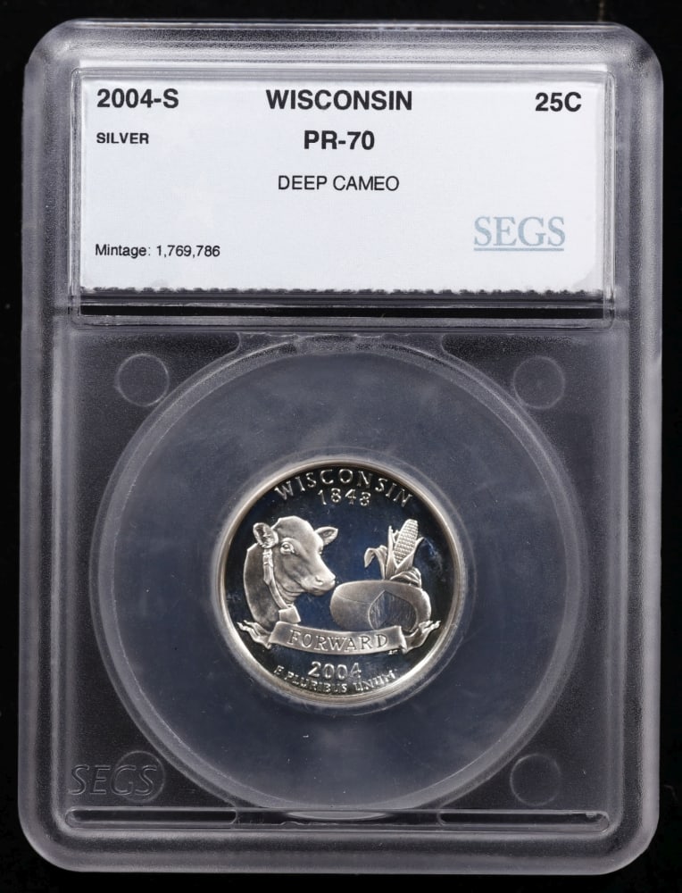 2004 US Silver Proof Set Graded pr70 DCAM By SEGS about 1.5 oz of pure silver 10 Coins - 9