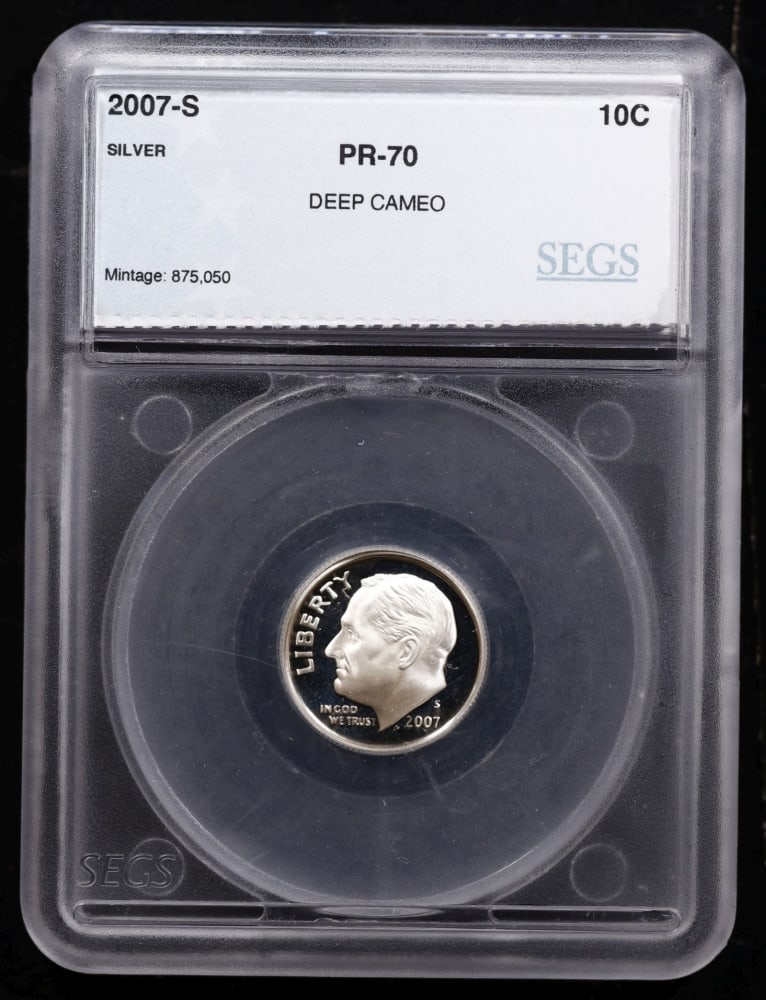 2007 US Silver Proof Set Graded pr70 DCAM By SEGS about 1.5 oz of pure silver 14 Coins - 4