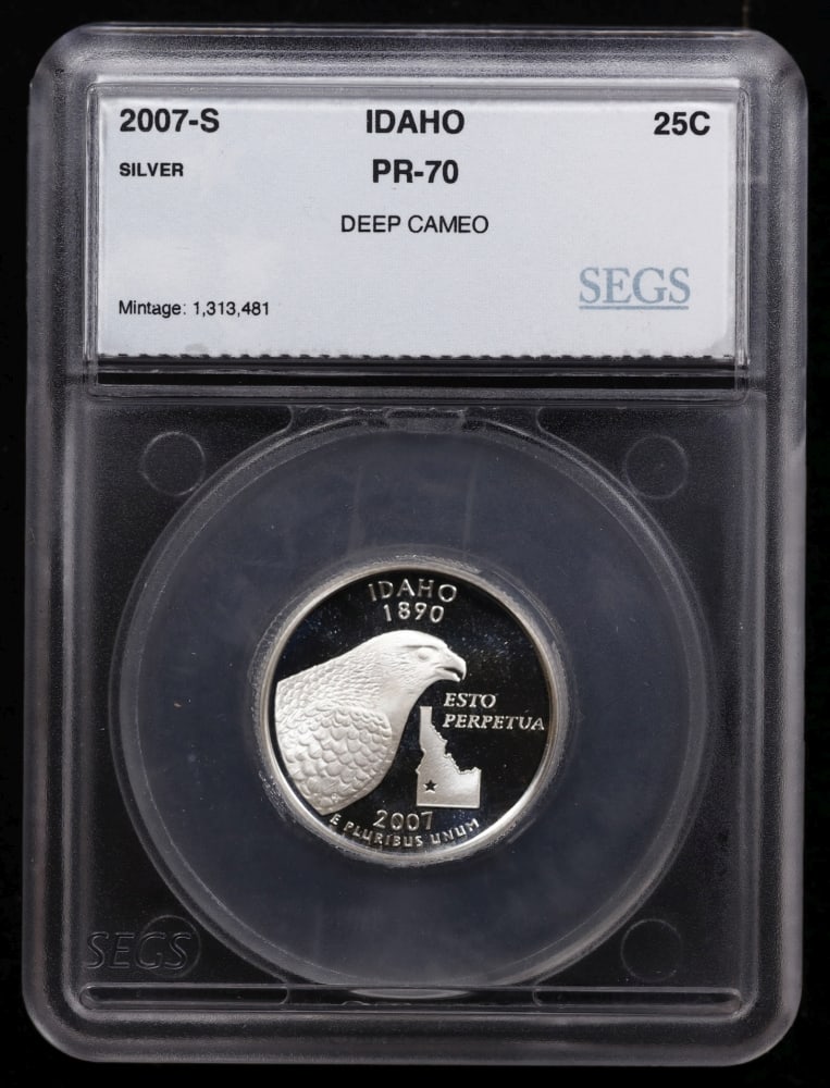 2007 US Silver Proof Set Graded pr70 DCAM By SEGS about 1.5 oz of pure silver 14 Coins - 5