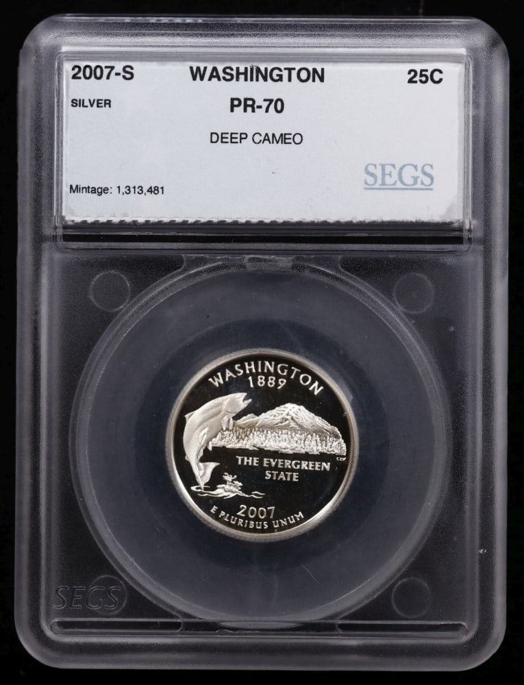 2007 US Silver Proof Set Graded pr70 DCAM By SEGS about 1.5 oz of pure silver 14 Coins - 8