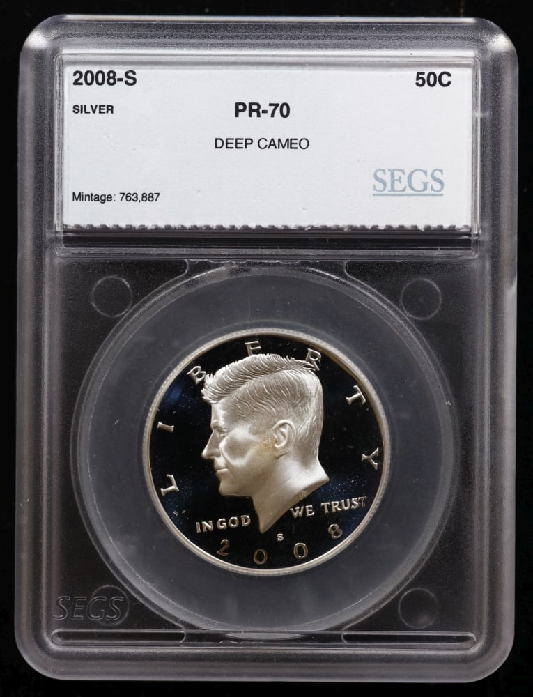 2008 US Silver Proof Set Graded pr70 DCAM By SEGS about 1.5 oz of pure silver 14 Coins - 10