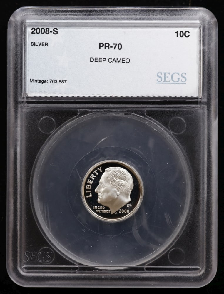 2008 US Silver Proof Set Graded pr70 DCAM By SEGS about 1.5 oz of pure silver 14 Coins - 4