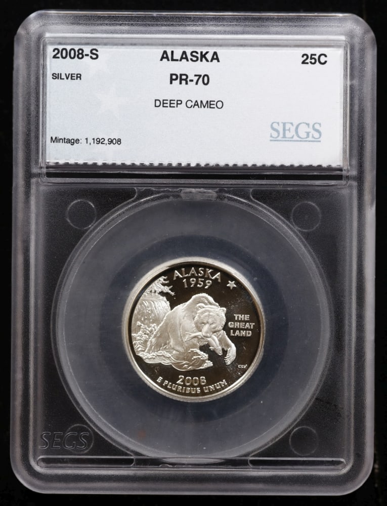 2008 US Silver Proof Set Graded pr70 DCAM By SEGS about 1.5 oz of pure silver 14 Coins - 5