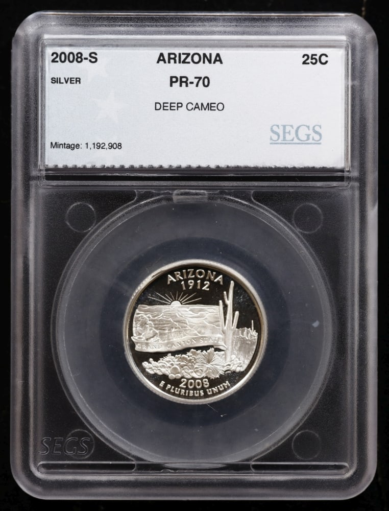 2008 US Silver Proof Set Graded pr70 DCAM By SEGS about 1.5 oz of pure silver 14 Coins - 6
