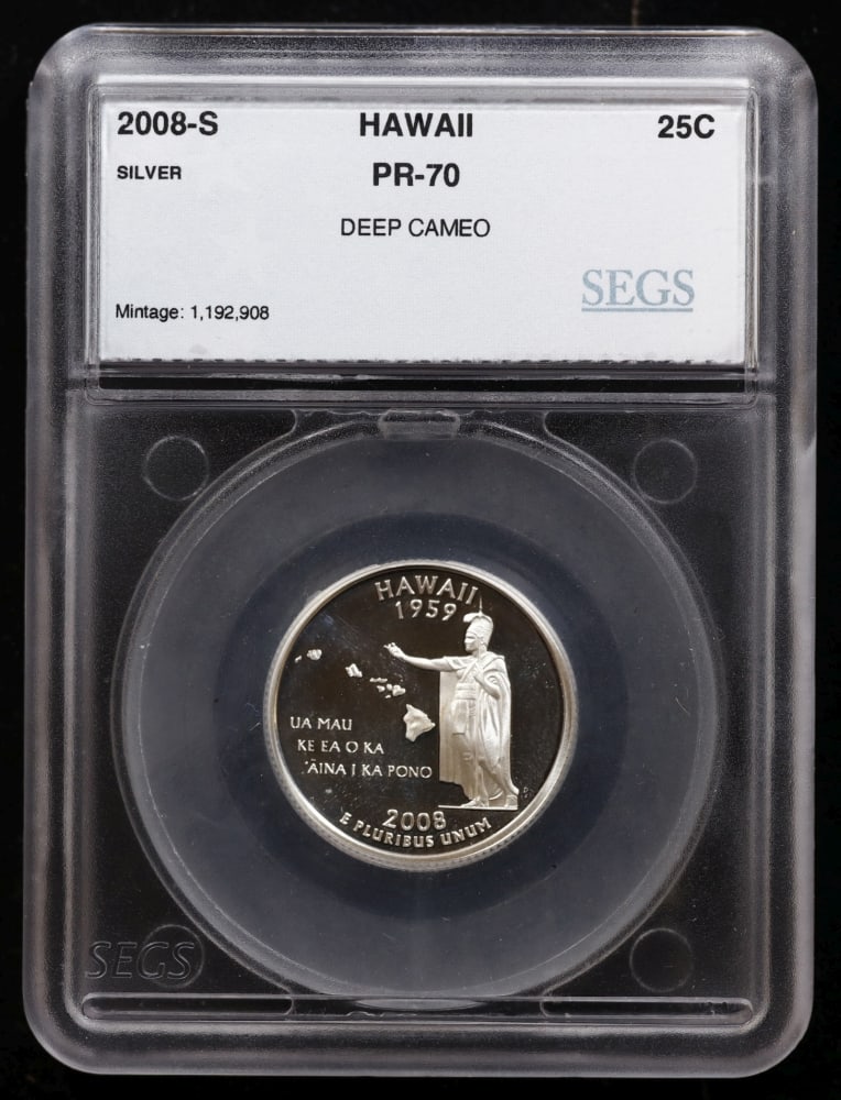 2008 US Silver Proof Set Graded pr70 DCAM By SEGS about 1.5 oz of pure silver 14 Coins - 7