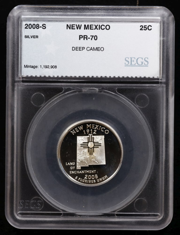 2008 US Silver Proof Set Graded pr70 DCAM By SEGS about 1.5 oz of pure silver 14 Coins - 8