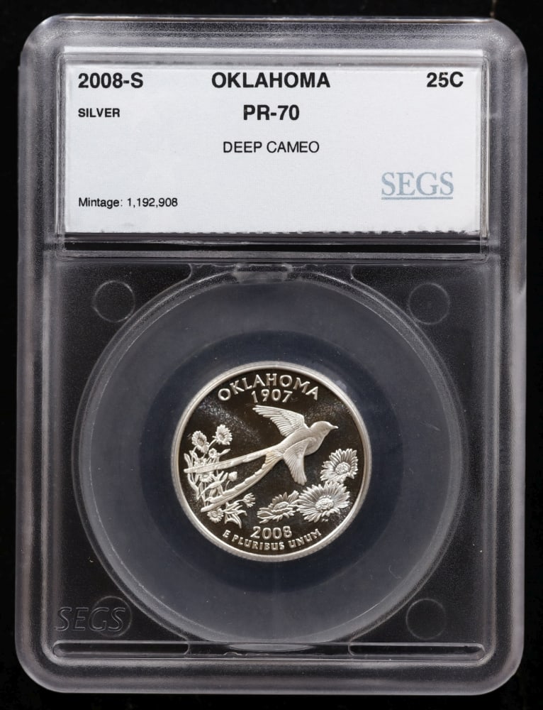 2008 US Silver Proof Set Graded pr70 DCAM By SEGS about 1.5 oz of pure silver 14 Coins - 9
