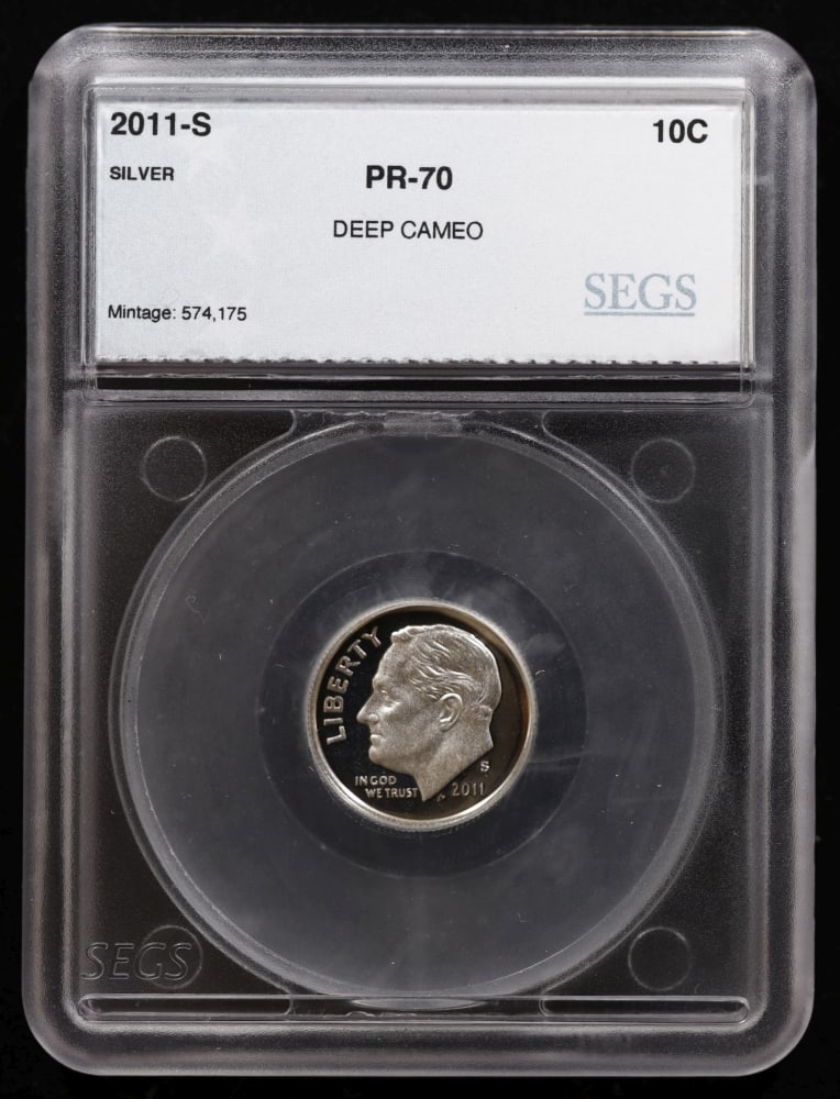 2011 US Silver Proof Set Graded pr70 DCAM By SEGS about 1.5 oz of pure silver 13 Coins - 4