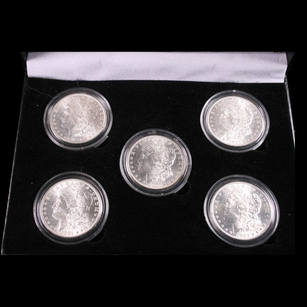 5x Coin Consecutive MORGAN Set 1879-1883-p ALL UNC, 5 Morgan Dollars From Philly - 2