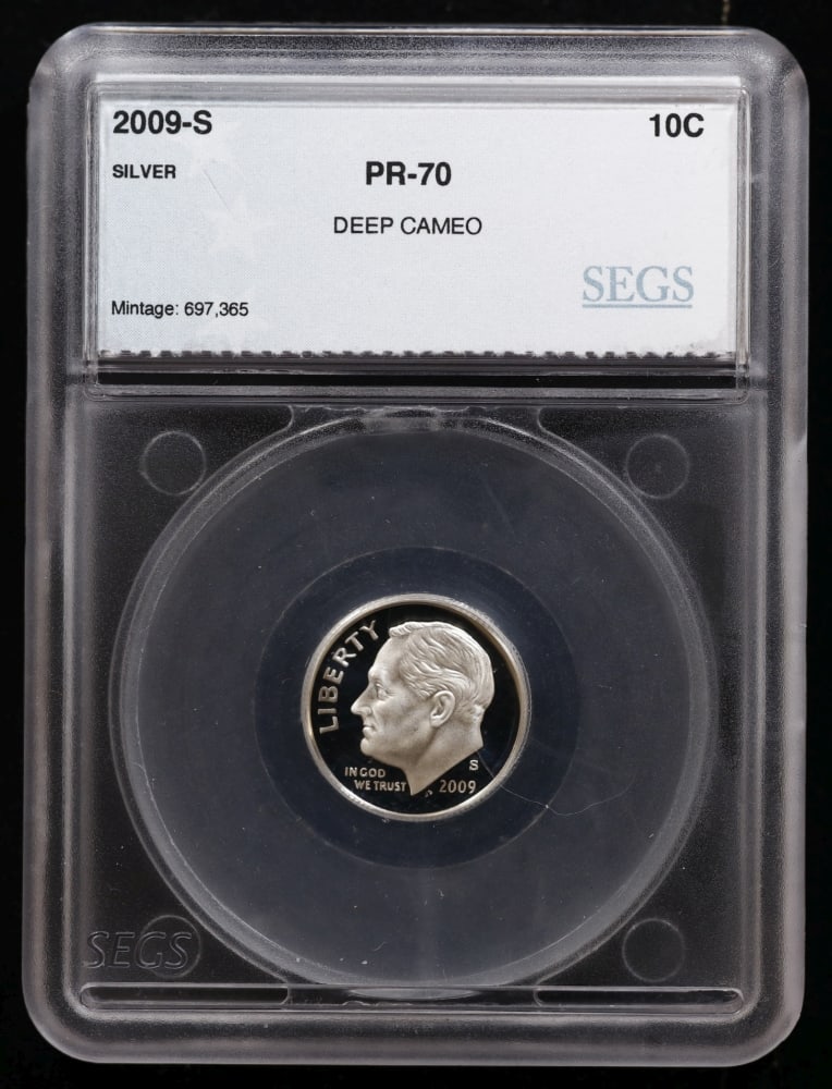 Rare 2009 US Silver Proof Set Graded pr70 DCAM By SEGS Over 1.5 oz of pure silver 17 Coins - 7