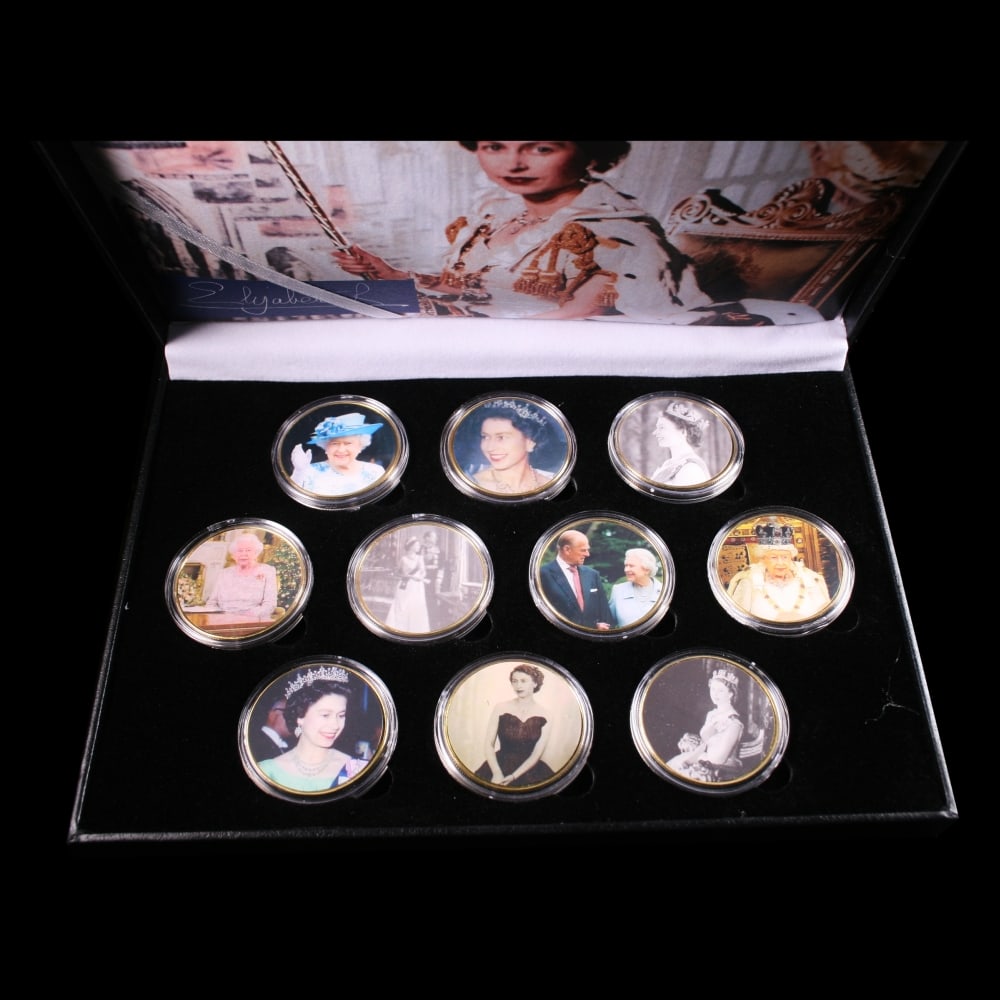10 Coin Queen Elizabth II Gold Plated Round Collection - 2