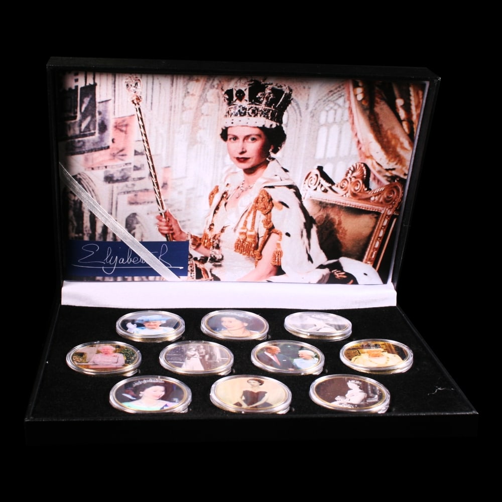10 Coin Queen Elizabth II Gold Plated Round Collection - 3