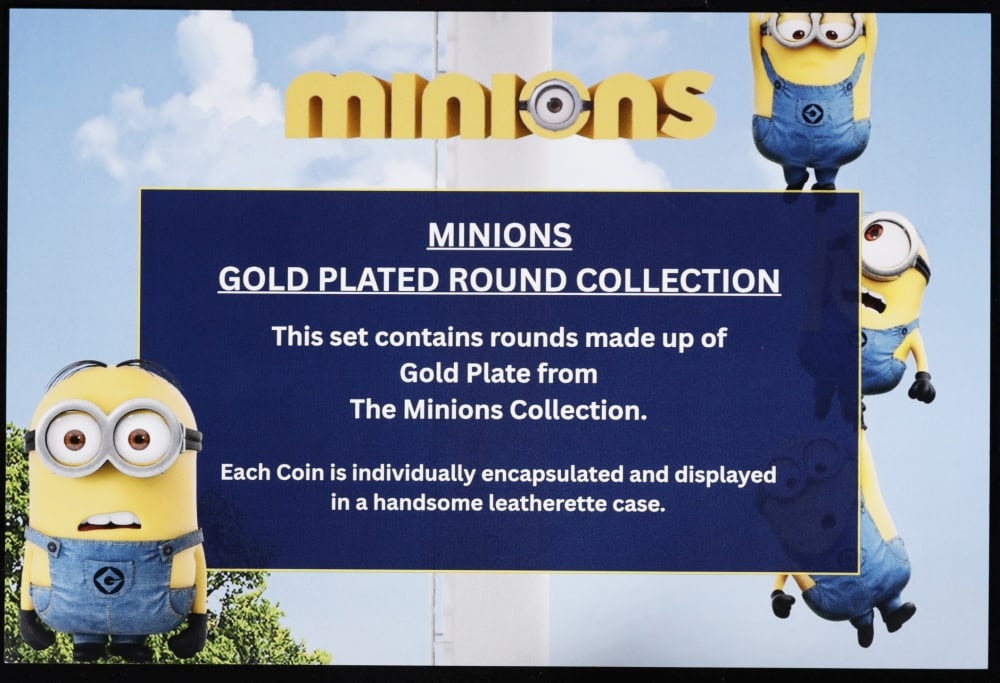10 PC. Minions Gold Plated Round Collection In Custom Box W/ Special Backer card - 7