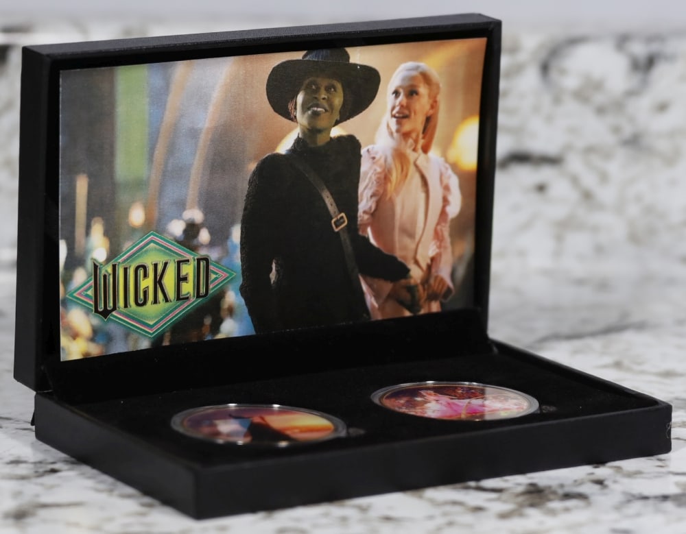 2 Coin Wicked Wizard of Oz Gold Plated Round Collection In Custom Box W/ Special Backer Card - 2