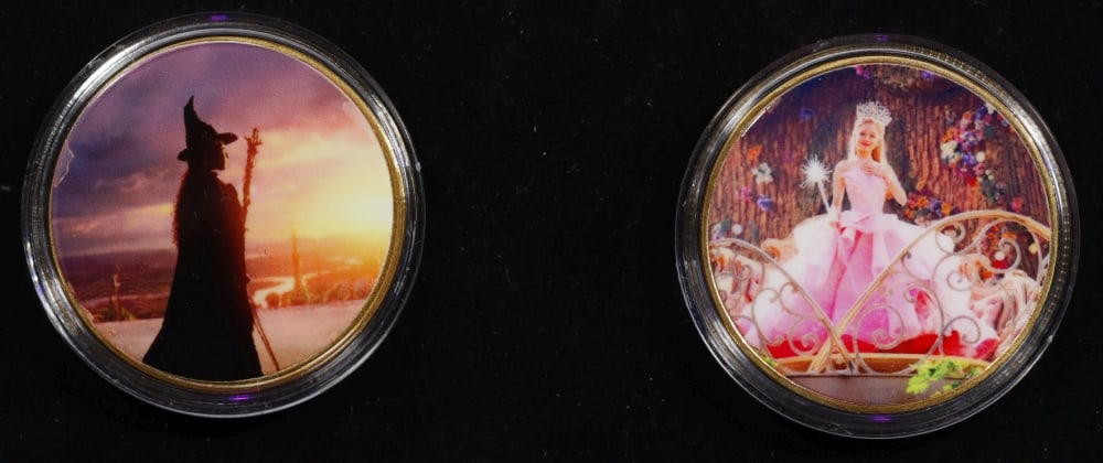 2 Coin Wicked Wizard of Oz Gold Plated Round Collection In Custom Box W/ Special Backer Card - 4