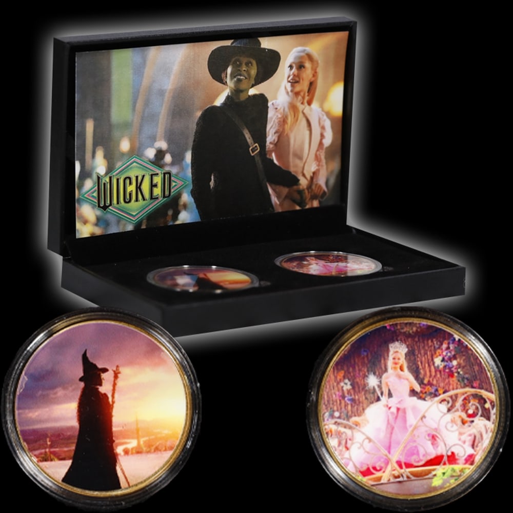 2 Coin Wicked Wizard of Oz Gold Plated Round Collection In Custom Box W/ Special Backer Card - 5
