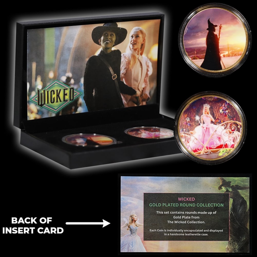 2 Coin Wicked Wizard of Oz Gold Plated Round Collection In Custom Box W/ Special Backer Card - 6