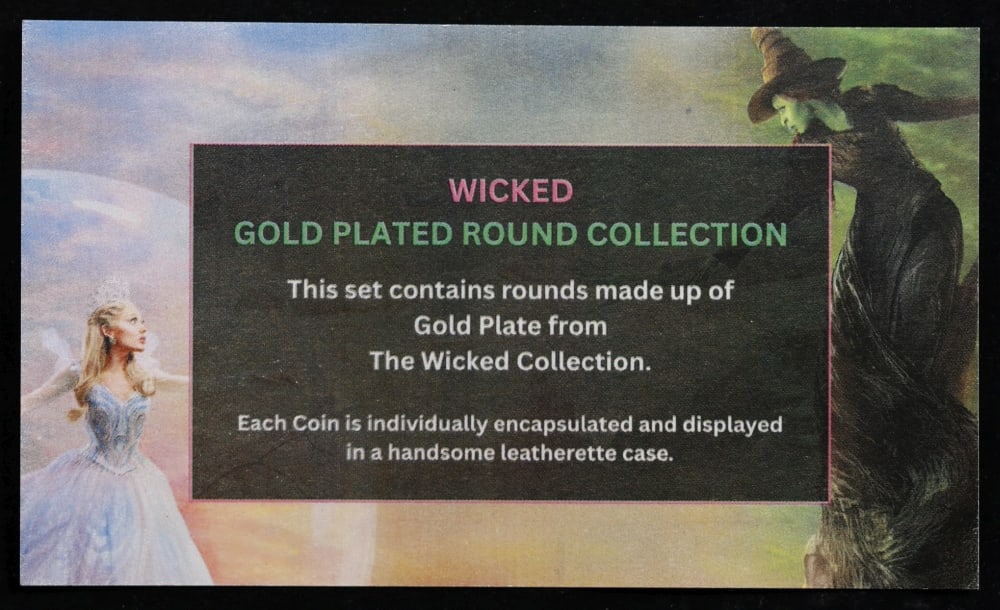 2 Coin Wicked Wizard of Oz Gold Plated Round Collection In Custom Box W/ Special Backer Card - 8