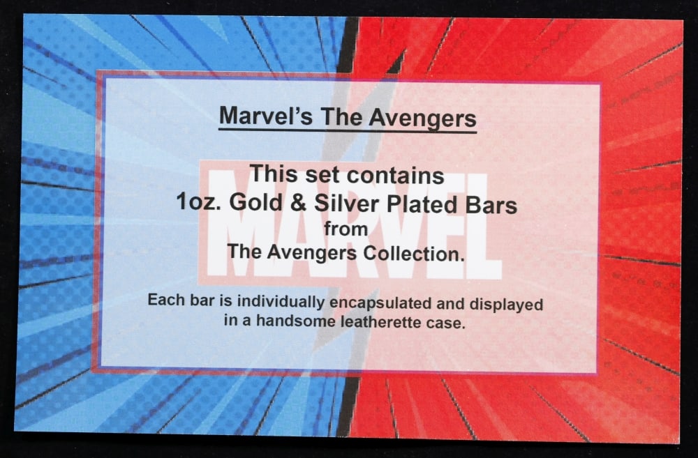 4 PC. Marvel Super Hero Gold Plated Art Bar Collection In Custom Box W/ Special Backer card - 8