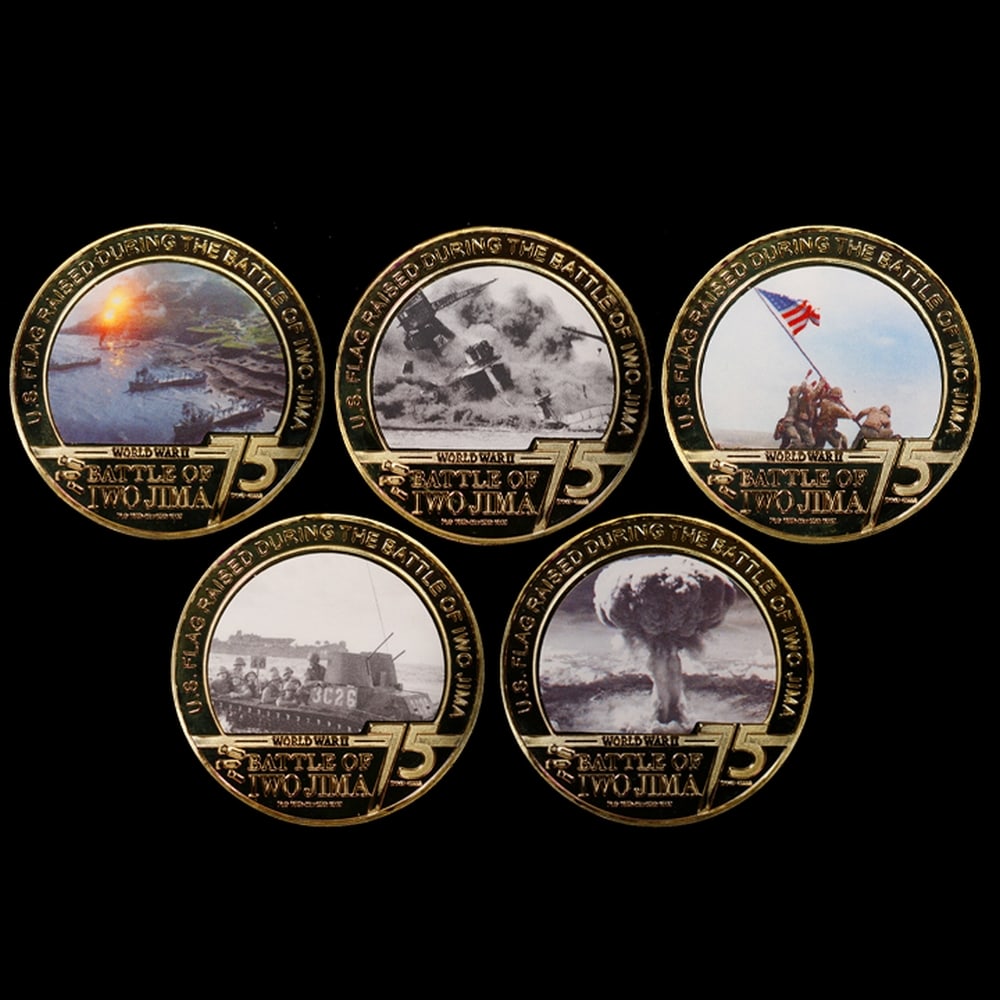 5 Coin Iwo Jima Gold Plated Round Collection - 2