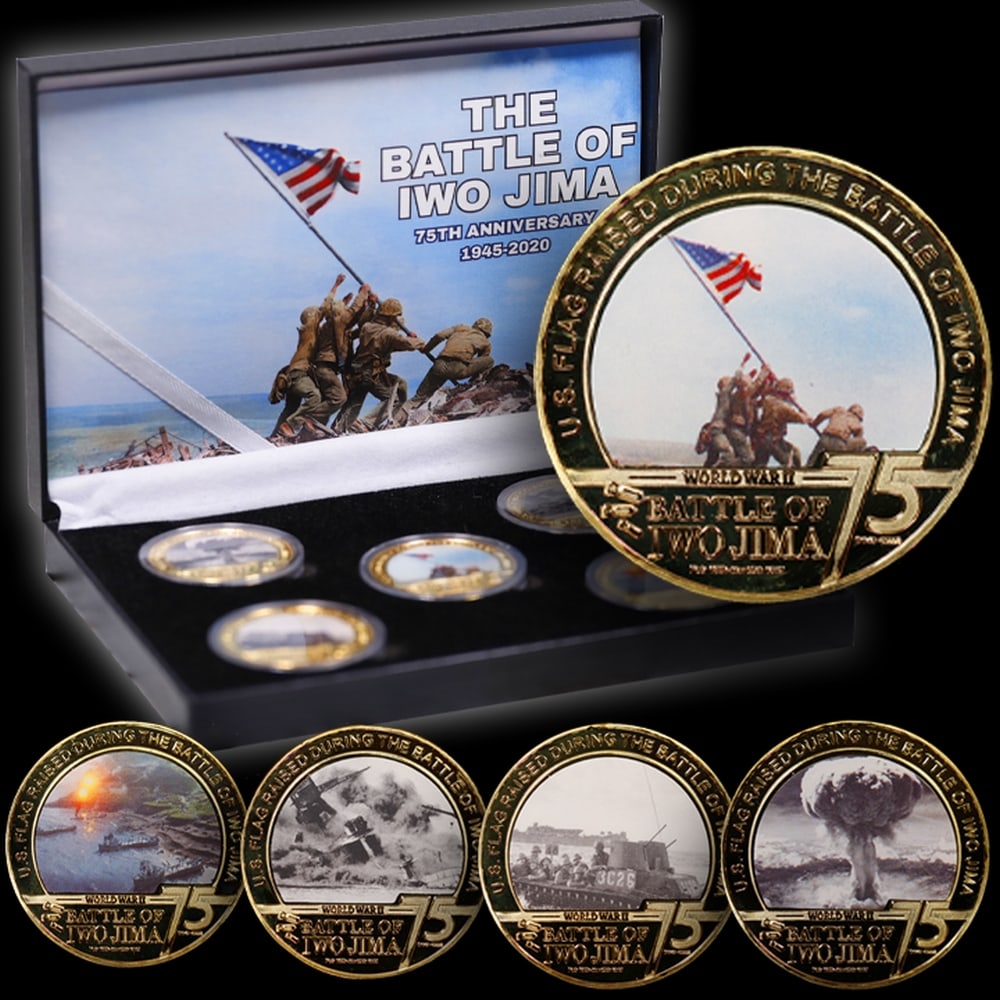5 Coin Iwo Jima Gold Plated Round Collection - 3