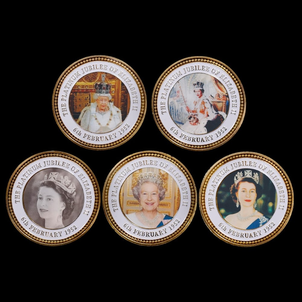 5 Coin Queen Elizabeth II - The Platnium Jubalee - Gold Plated Round Collection - 2