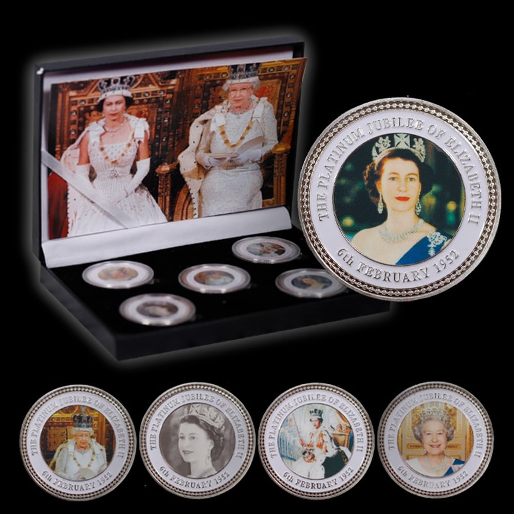 5 Coin Queen Elizabeth II - The Platnium Jubalee - Silver Plated Round Collection - 3