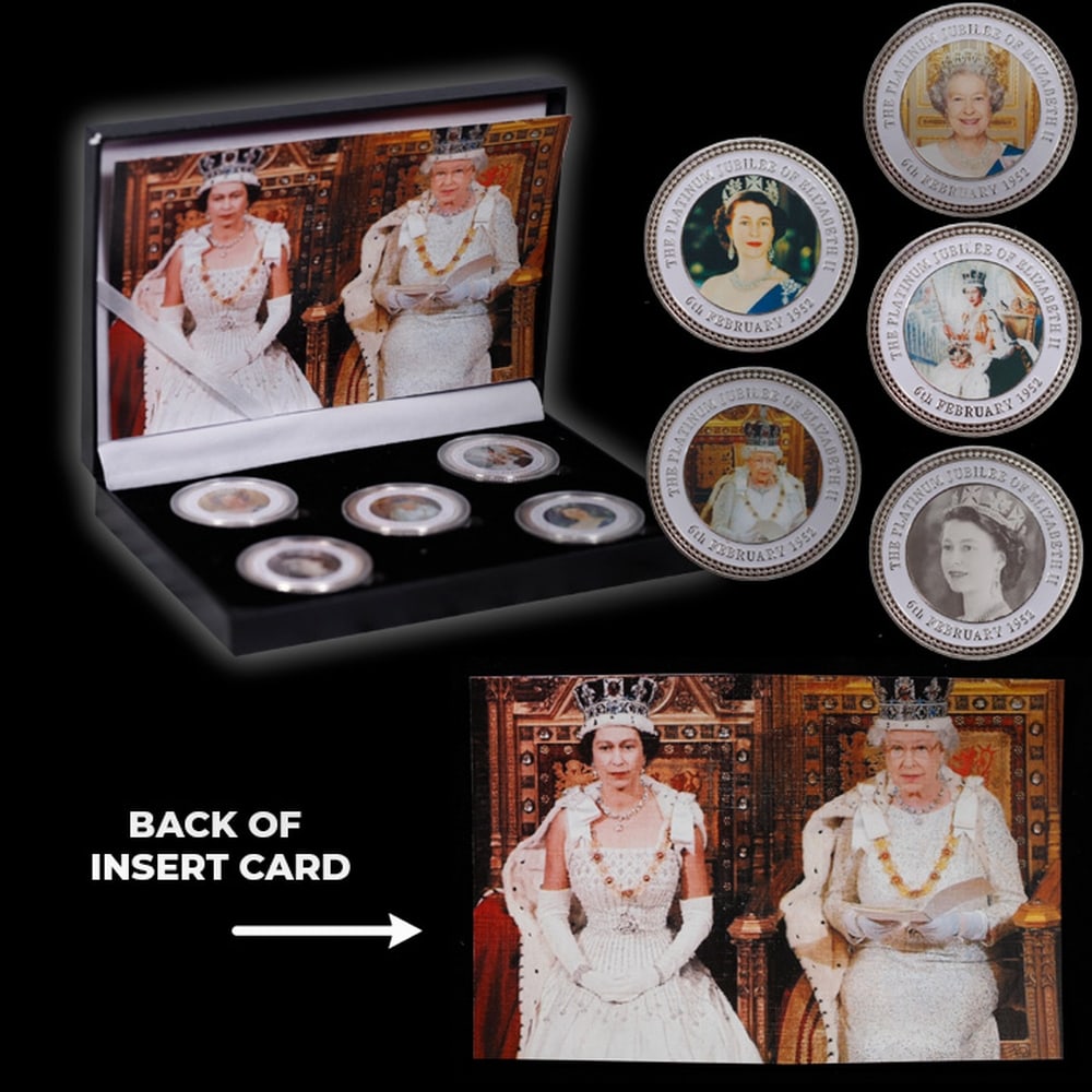 5 Coin Queen Elizabeth II - The Platnium Jubalee - Silver Plated Round Collection - 4