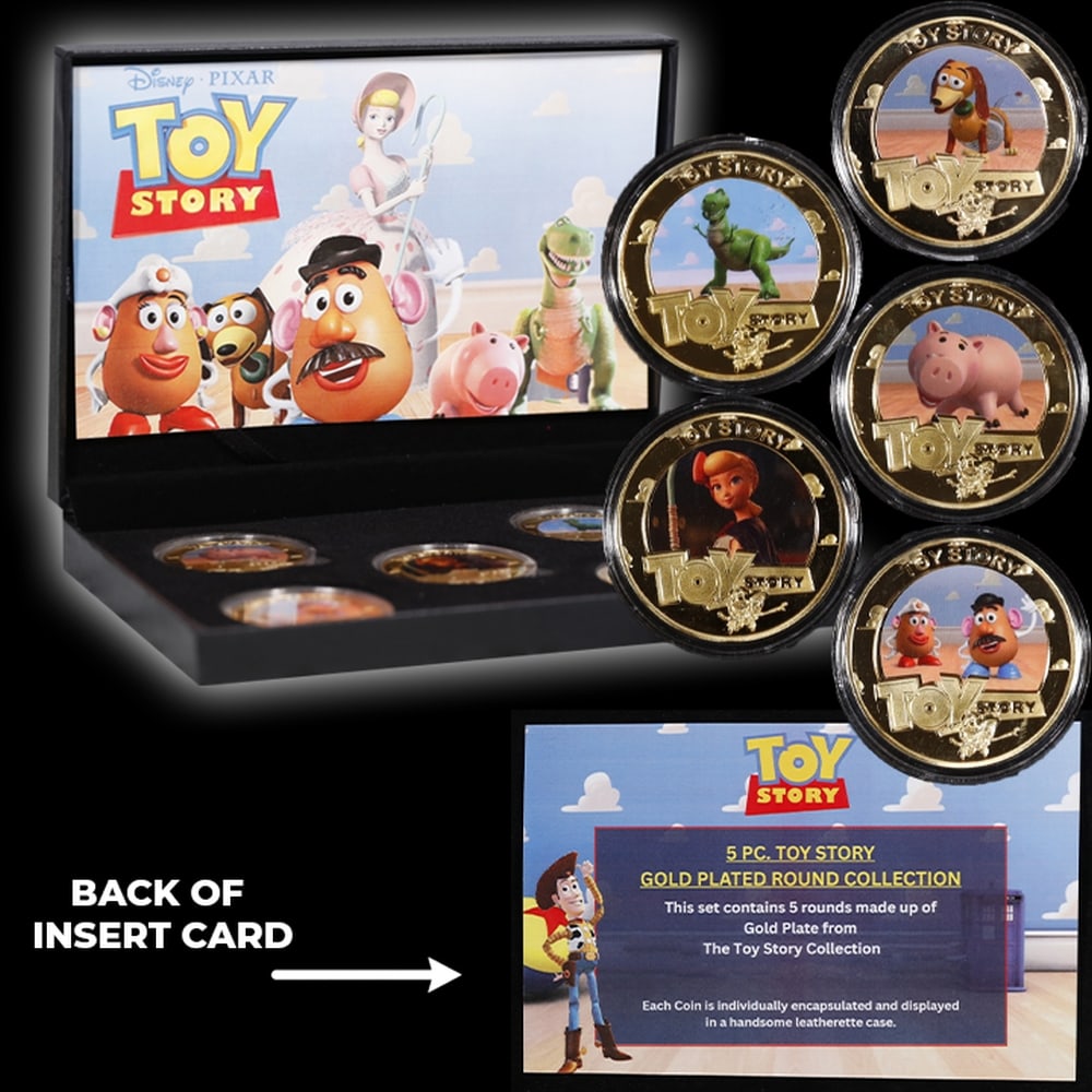 5 Coin Toy Story Gold Plated Round Collection In Custom Box W/ Special Backer card - 6
