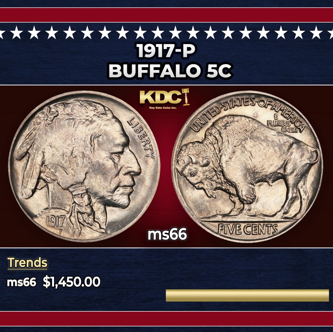 1917-p Buffalo Nickel 5c ms66 SEGS: 1917-p Buffalo Nickel 5c ms66 SEGS.