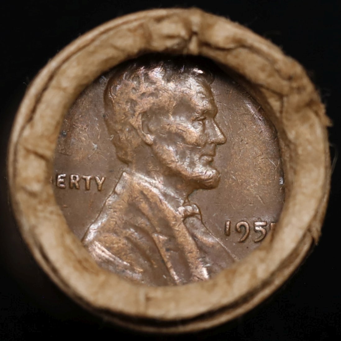 Lincoln Wheat Cent 1c Mixed Roll Orig Brandt McDonalds Wrapper, 1955-p end, Wheat other end - 2