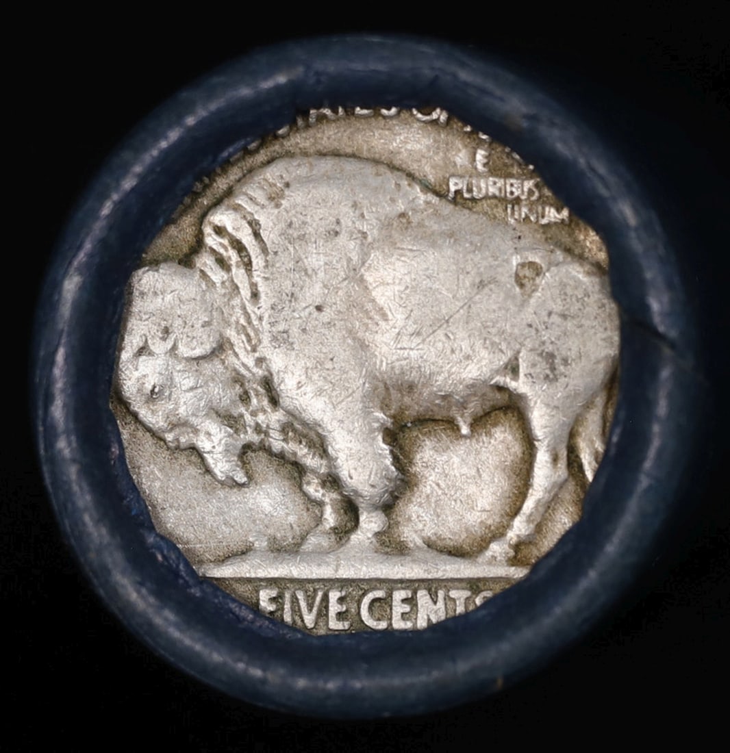 Buffalo Nickel Shotgun Roll in Old Bank Style 'Bell Telephone' Wrapper 1920 & D Mint Ends - 3