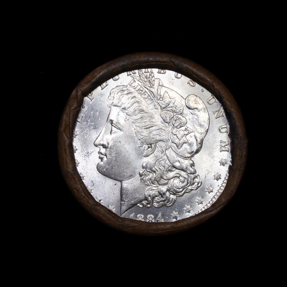 Full solid date 1884-o Uncirculated Morgan silver dollar roll, 20 coins - 2