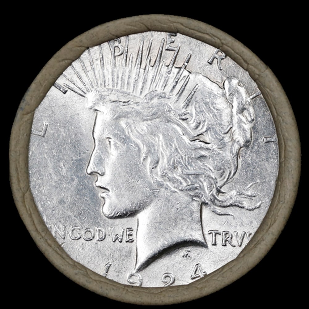 Circ SEARS Morgan/Peace Dollar $1 Roll Silver 10 Coin 1886/1924 Ends - 3