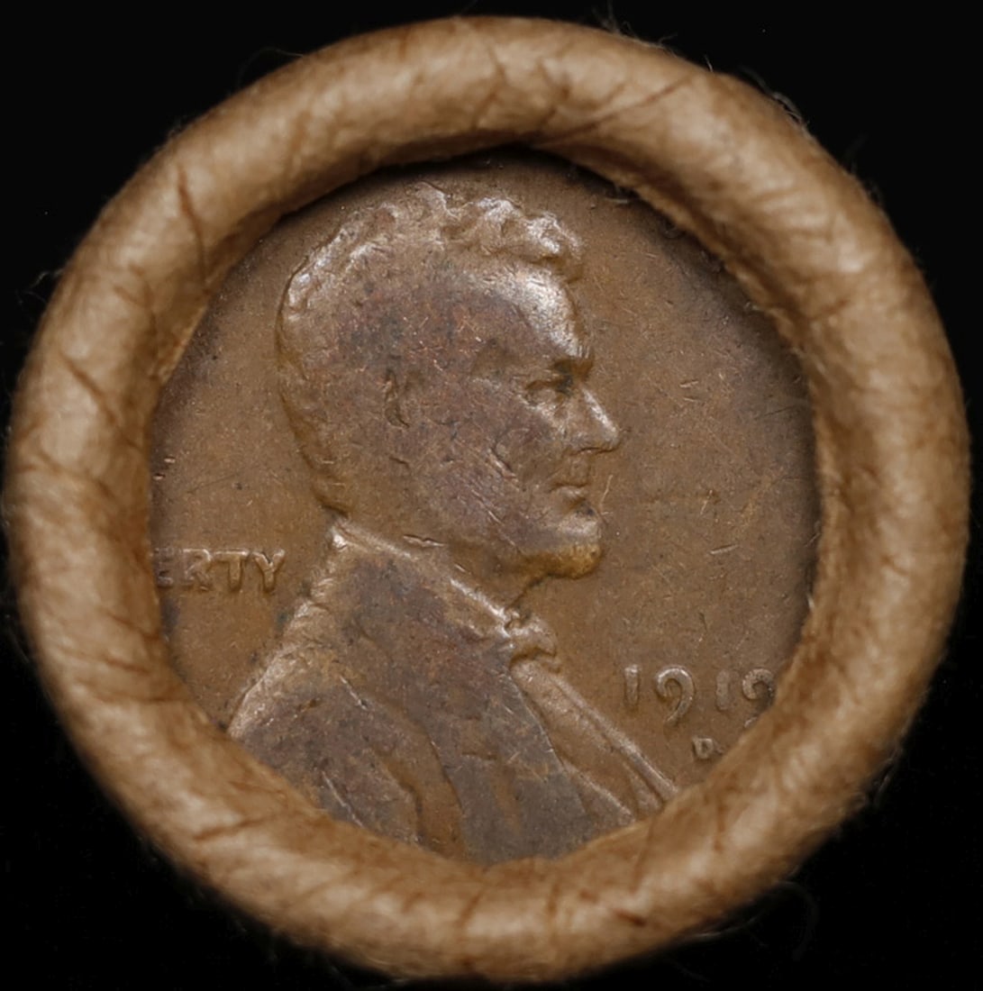 Lincoln Wheat Cent 1c Mixed Roll Orig Brandt McDonalds Wrapper, 1919-d end, Indian other end - 2