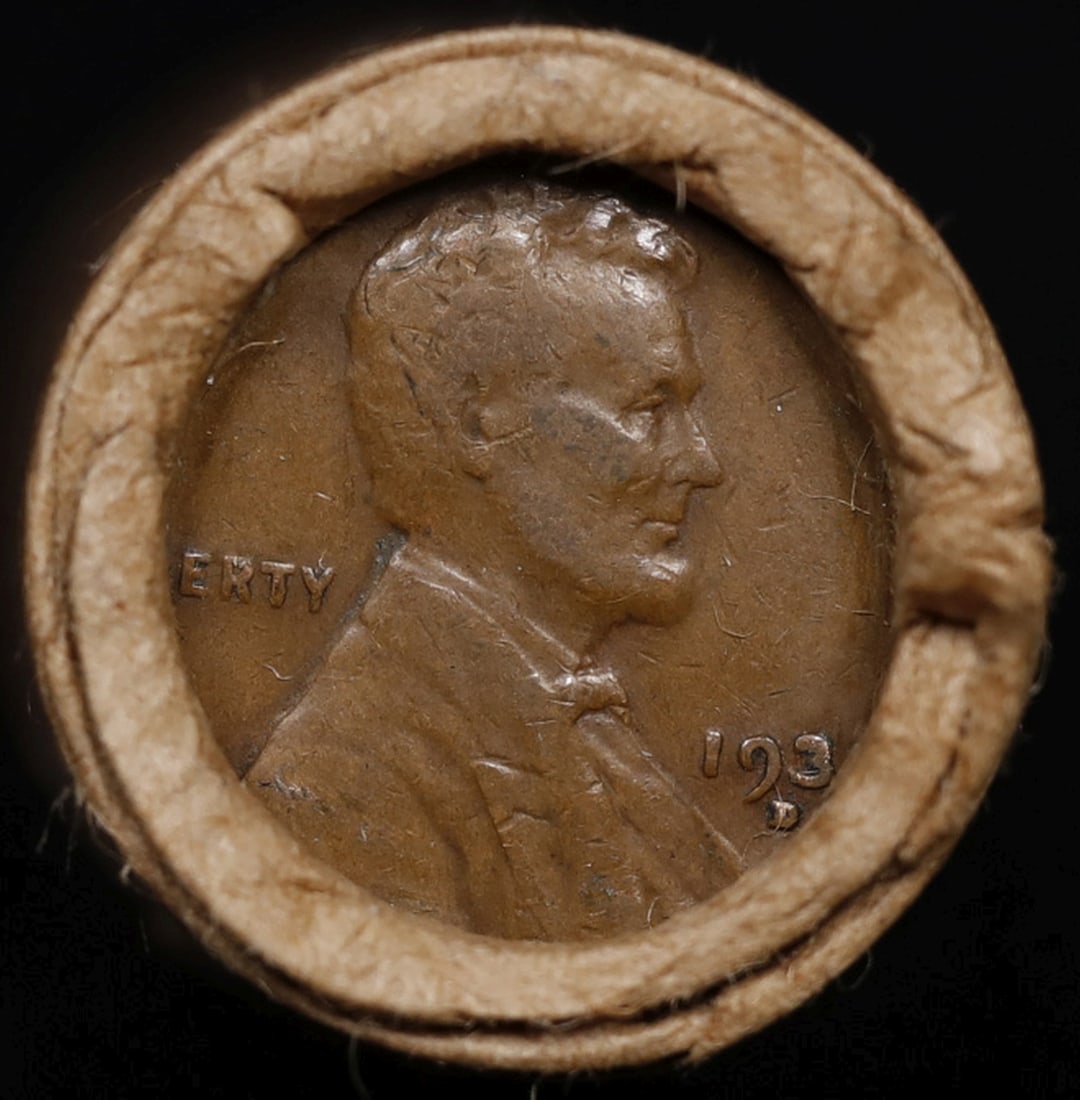 Lincoln Wheat Cent 1c Mixed Roll Orig Brandt McDonalds Wrapper, 1932-d end, Indian other end - 2